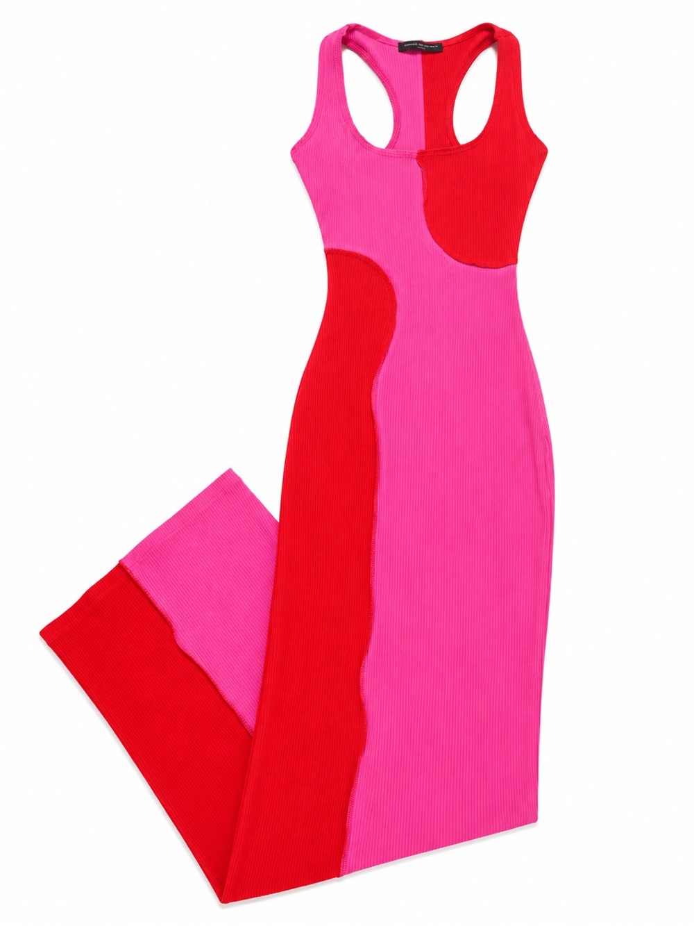 Naked wardrobe Colorblock Pink and Red Bodycon Midi Dress NWOT - Picture 5 of 7